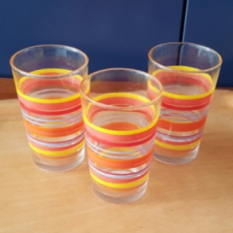 3 Striped juice glasses